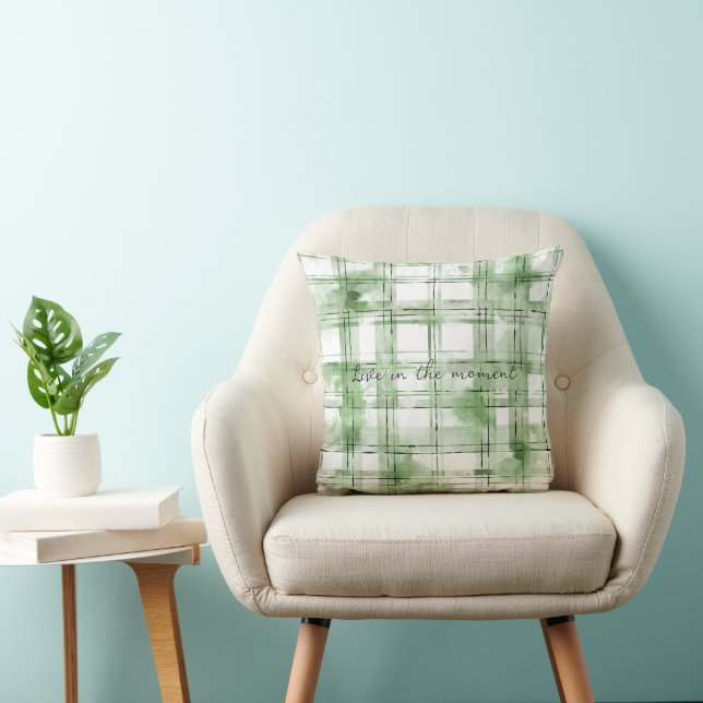 Almofada Green White Plaid Stripes (Cadeira)