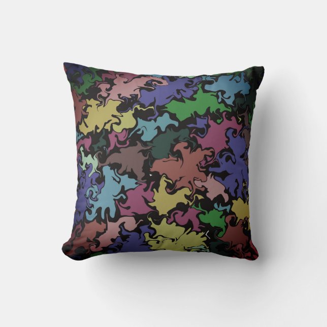 Almofada Grelha Colorida abstrato / Nevoeiro / (Frente)