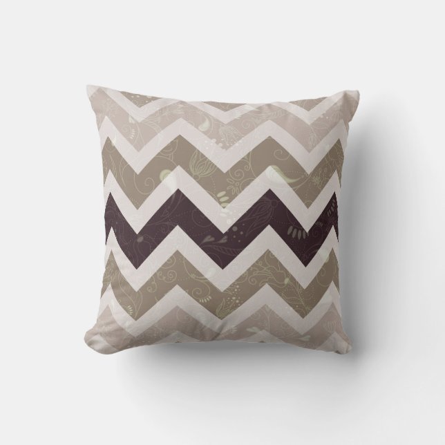 Almofada Grelhas de Creme Brown Chevron (Frente)