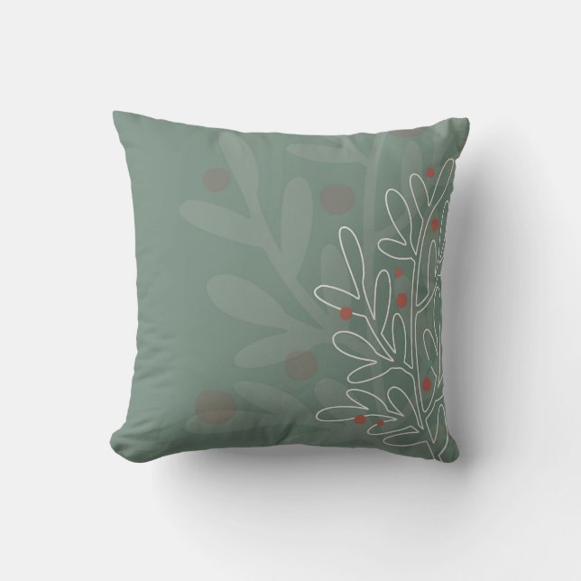 Almofada Grey green abstract mistletoe (Frente)