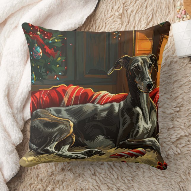 Almofada Greyhound Natal Festivo (Cobertor)