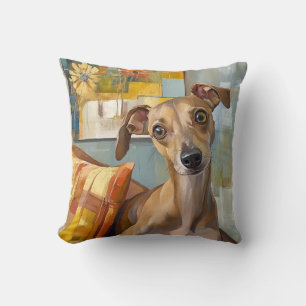 Almofada Greyhound num sofá