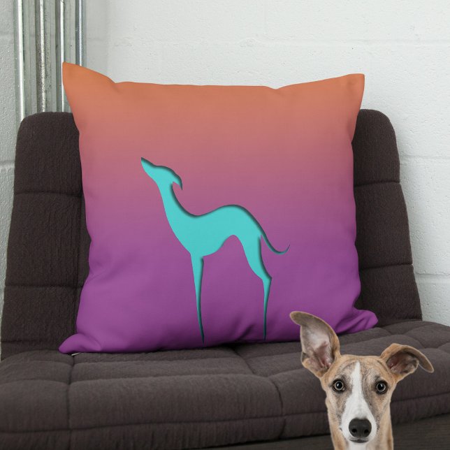 Almofada Greyhound Whippet Cachorro azul laranja Ombro (Criador carregado)