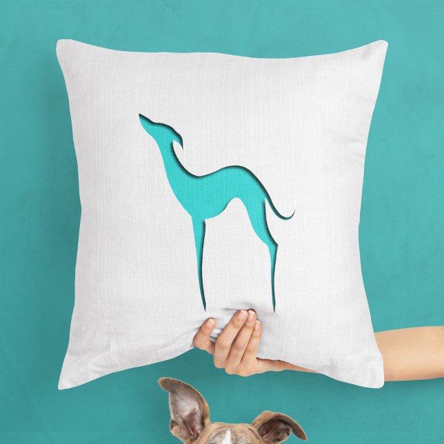 Almofada Greyhound Whippet Elegant Turquoise Silhouette (Criador carregado)
