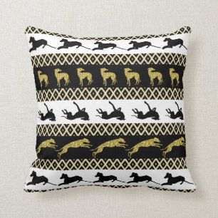 Almofada Greyt Greyhound Monocromático e Diamantes Dourado