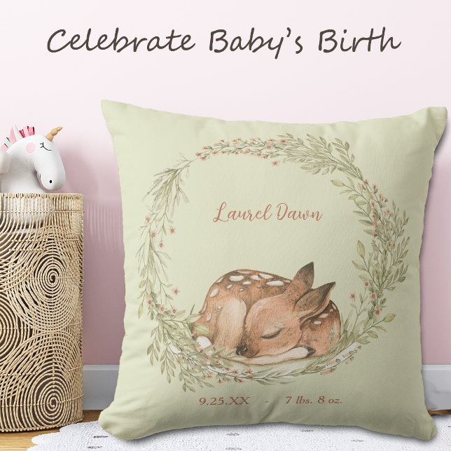 Almofada Grinalda de Folhas da Primavera com Cervo Adormeci (Criador carregado)