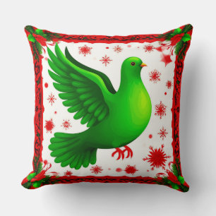 Almofada Grinalda de Natal Festiva Com Pombo Verde