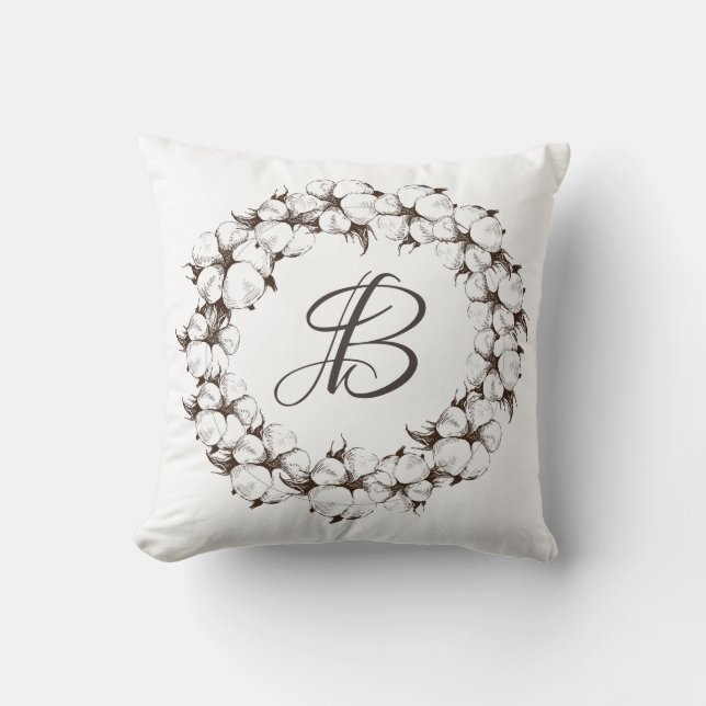 Almofada Grinalda do monograma do algodão (pode mudar a (Frente)