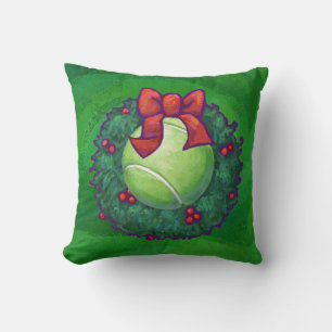 Almofada Grinalda do Natal da bola de tênis no verde