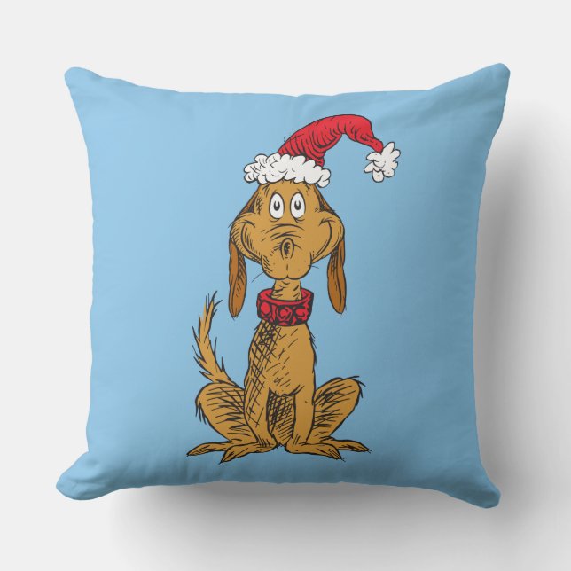 Almofada Grinch Clássico | Max - Chapéu de Papai Noel (Frente)