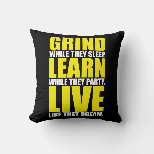Almofada Grind, Learning, Live - Motivational (Frente)