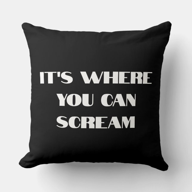 Almofada gritar legal e engraçado moderno preto e branco (Frente)