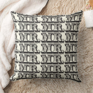 Almofada Groom Black and Ivory Sr Typografia Pattern