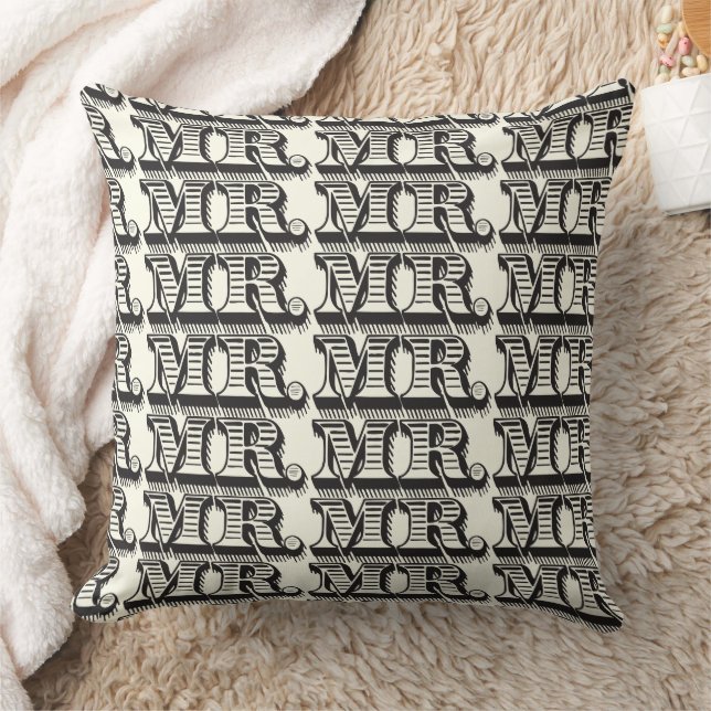 Almofada Groom Black and Ivory Sr Typografia Pattern (Cobertor)