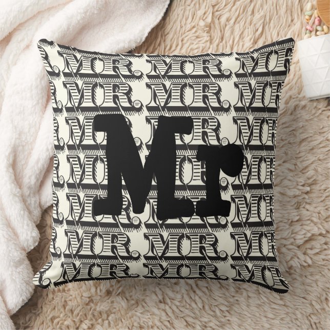 Almofada Groom Black and Ivory Sr Typografia Pattern (Cobertor)
