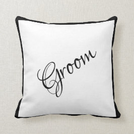 Almofada Groom Black Script Elegante Casamento