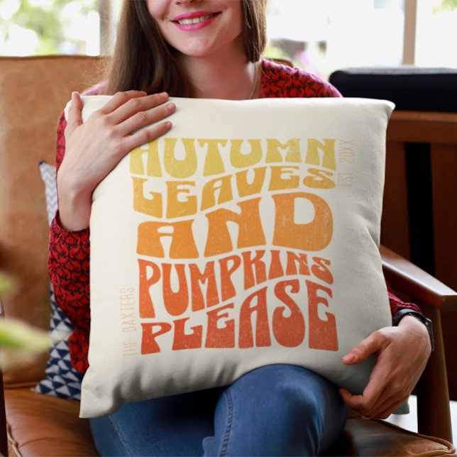 Almofada Groovy Autumn Vibes Pumpkins Personalizado Data Fi (Criador carregado)