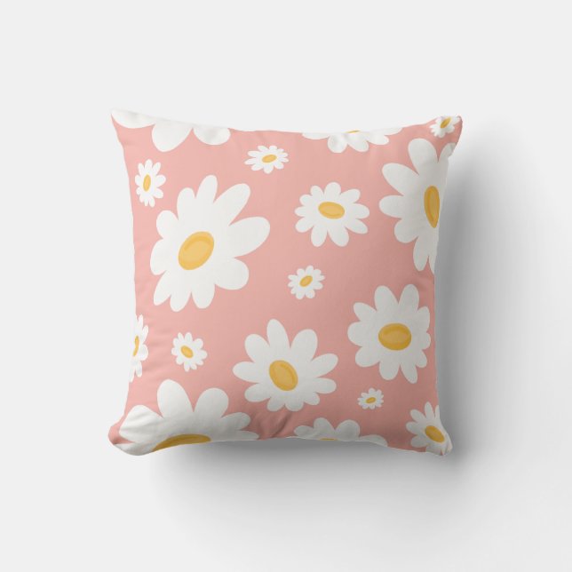 Almofada Groovy Blush Boho Daisy Floral Garden Padrão (Frente)