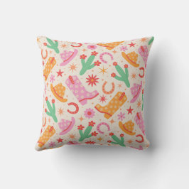 Almofada Groovy Cowgirl Boots and Hats Patterno with Cactus