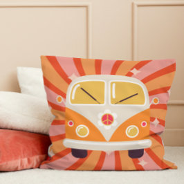 Almofada Groovy Hippie Van Pink & Orange 60s Retro