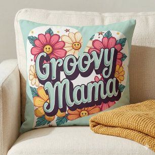 Almofada Groovy Mama Retro Floral 70s Design estético