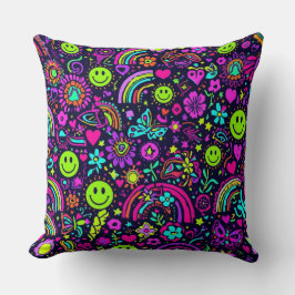 Almofada Groovy Psychedelic Smiley Face Throw Pillow
