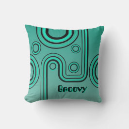Almofada Groovy Retro 1960s Design Linear Turquoise Black