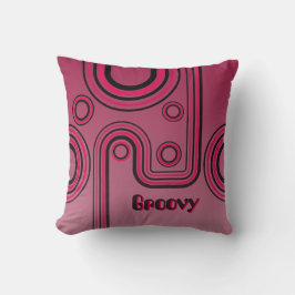 Almofada Groovy Retro 1960s Linear Design rosa e preto