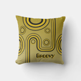 Almofada Groovy Retro anos 60 Design linear amarelo e preto