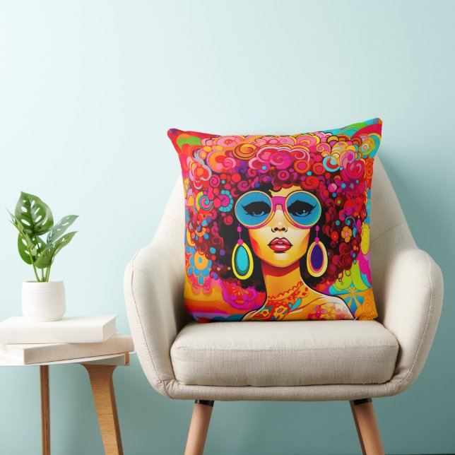 Almofada Groovy Retro Chic Floral Pop Art (Cadeira)