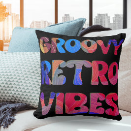 Almofada Groovy Retro Vibes Hippie Texto Multicolorido Pret