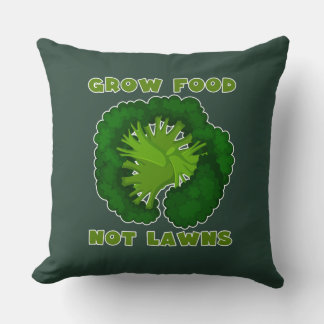 Almofada Grow Food Not Lawns Funny Gardening T-Shirt