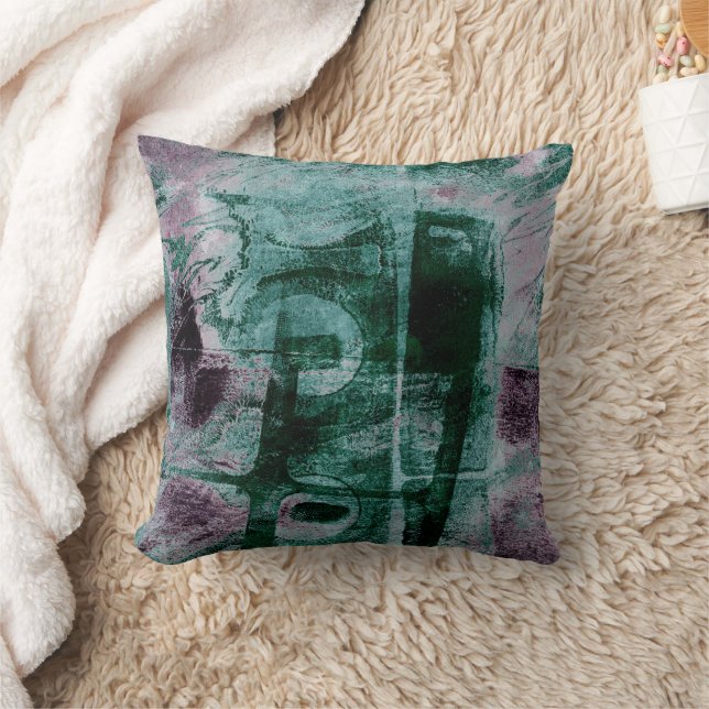 Almofada Grunge de Grafite pintado | Moody Plum Purple Gree (Cobertor)