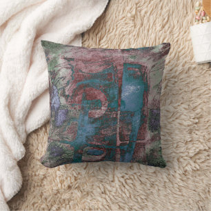 Almofada Grunge de Grafite pintado Ruim Vermelho Azul Tau