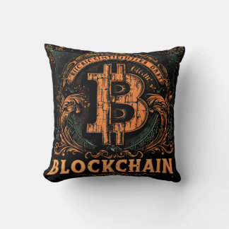 Almofada Grunge decorative Bitcoin logo blockchain Design