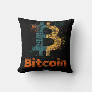 Almofada Grunge decorative Bitcoin logo blockchain Design