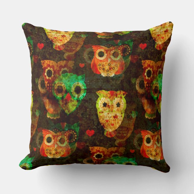 Almofada Grungy Owls - padrão perfeito I + sua ideia (Frente)