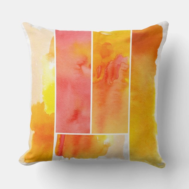 Almofada Grupo de aguarela abstrata pintado mão (Frente)