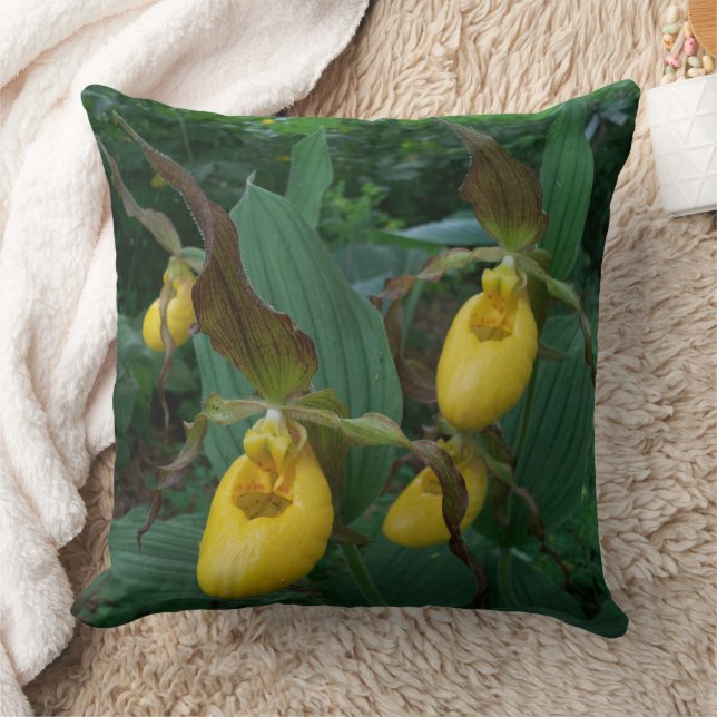 Almofada Grupo de Flores das Orquídeas de Escorrega Amarela (Cobertor)