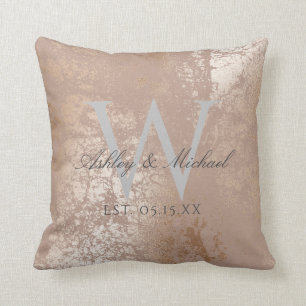 Almofada Guarda de Casamento do Monograma do Script Blush e