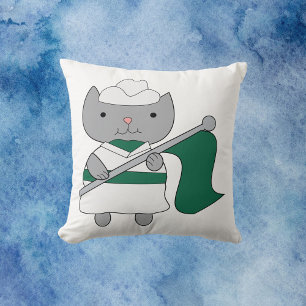 Almofada Guarda de Cor Branca Verde de Gato