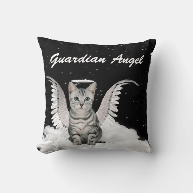 Almofada Guardian Angel Silver Tabby Cat Pet Lover (Frente)