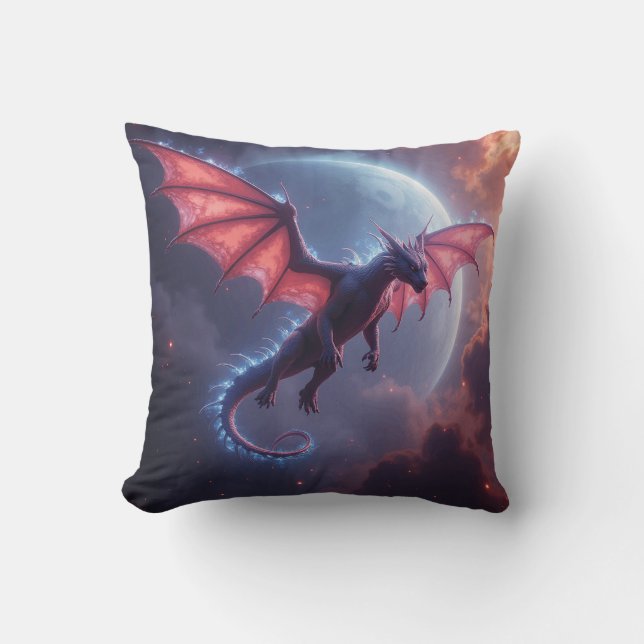 Almofada Guardião Majestoso: Travesseiro Dragão Nebulosa (Frente)
