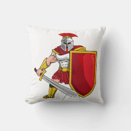 Almofada Guerreiro antigo com espada e escudo em capacete