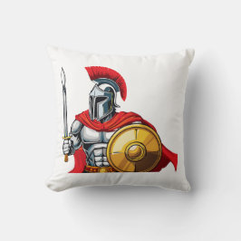 Almofada guerreiro segurando espada e escudo pronto para a