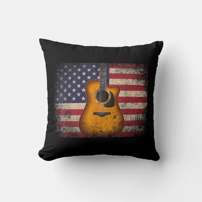Almofada Guitarra 4 de julho Gift American Flag USA - Count (Frente)
