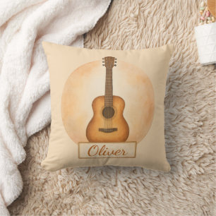 Almofada Guitarra Acústica com Nome Personalizado Para Aman