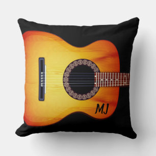 Almofada Guitarra Acústica Negra Monogramada