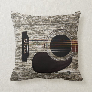 Almofada Guitarra acústica superior de madeira velha