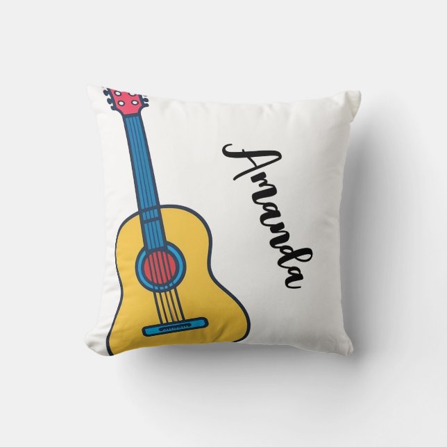 Almofada Guitarra de Cartoon com Nome de Cordas de Pescoço  (Frente)